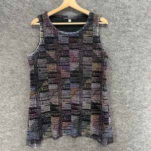 Clotheshead Blouse Women M Medium Black Geometric Sleeveless Wide Strap Lined